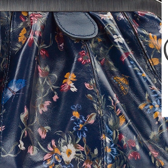 Floral Blue Leather Women's Bag - Picture 2 of 7